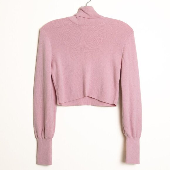 Aritzia Wilfred Rebecca Turtleneck Sweater Cropped Wool Blend Blush Pink - Picture 3 of 11